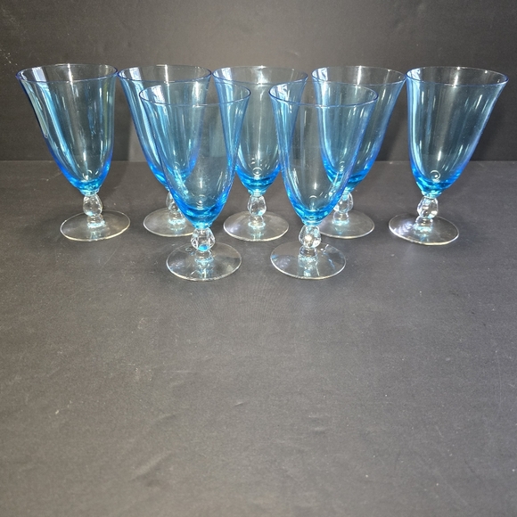 Belnor by Seneca Other - Seneca Blue Belnor Ice Tea Glasses, Stemmed Goblets, Set of 7, Elegant Drinkware